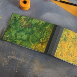 Carnet artisanal carnettiste, papier mix media 200g, vert jaune