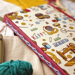 Carnet vintage couture, broderie, laine