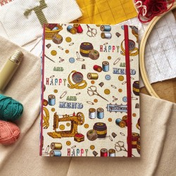 Carnet vintage couture, broderie, laine
