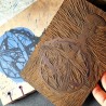 Carnet artisanal linogravure astronomie fait main