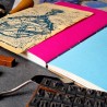 Carnet artisanal linogravure astronomie fait main