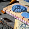 Carnet artisanal linogravure astronomie fait main