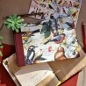 Carnet mix media oiseaux et fruits grand format paysage