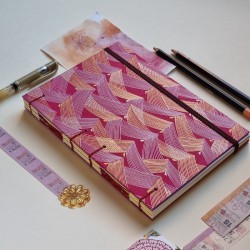 Carnet de note A5 artisanal rose japanese chiyogami