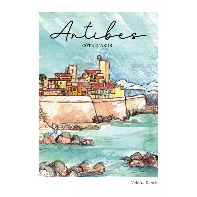 carte postale artistique d'Antibes avec vue du musée Picasso carte postale artistique d'Antibes avec vue du musée Picasso