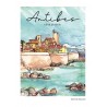 carte postale artistique d'Antibes avec vue du musée Picasso
