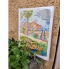 Antibes illustrée, Affiche A4, reproduction de dessin fait main sur papier recyclé, la promenade Amiral de Grasse
