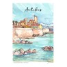 Antibes illustrée, Affiche A4, reproduction d'un dessin du Viel Antibes fait main sur papier recyclé