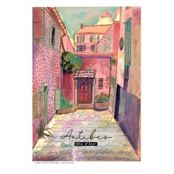 Rue d'Antibes illustrée, Affiche A4, reproduction de dessin fait main sur papier recyclé
