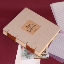Album photo carré artisanal ou livre d'or papiers divers couture celte