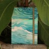 Carnet de note A5 type discret french riviera Côte d'Azur, couture copte, tissu motif mer