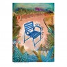 Nice illustrée, Affiche A4 Chaise Bleue, reproduction de dessin fait main sur papier recyclé, promenade des Anglais