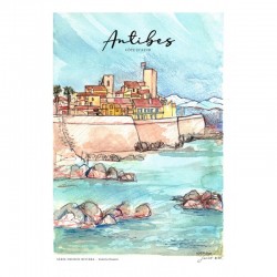 Mini Puzzle 99 pièces Tableaux miniatures Vue du Viel Antibes, dessin  fait main