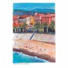 Mini Puzzle 99 pièces Tableaux miniatures Plage des Ponchettes, Nice, dessin  fait main