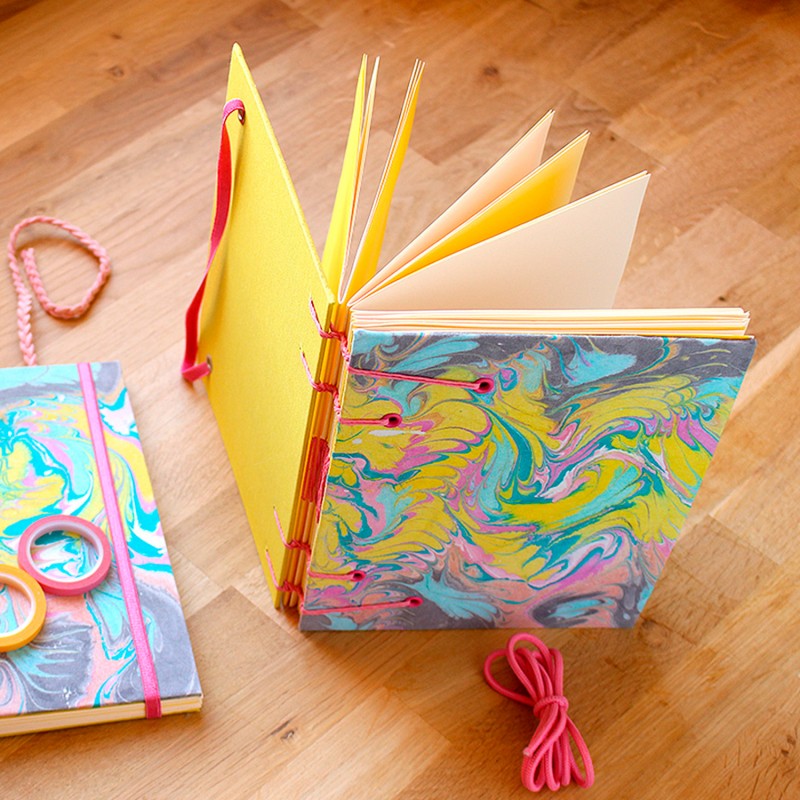 Carnet copte - tissu marbré Carnet copte - tissu marbré