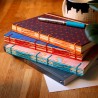 Carnet de note A5 type discret, couture copte, papiers japonais indiens rifle...
